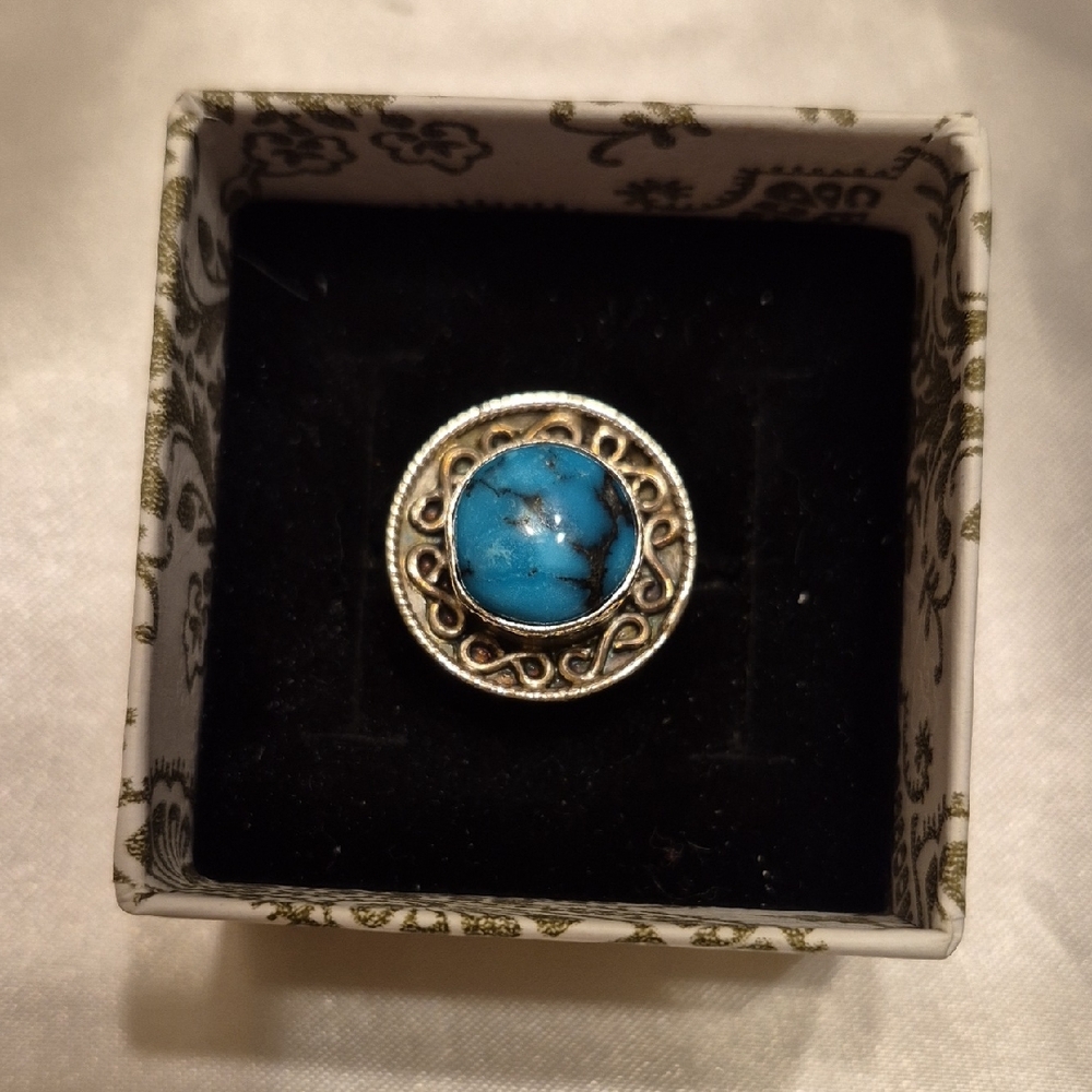 Sterling Silver Turquoise Infinity Ring - image 1